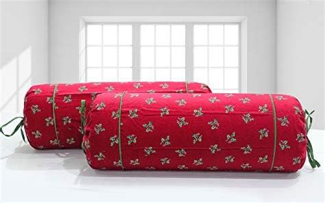 AURAVE Cotton 210 TC Bolster Cover with Drawstring Closure, Set of 2 ...