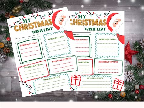 Christmas wish list holiday wish list christmas list christmas printable santa wish list secret ...