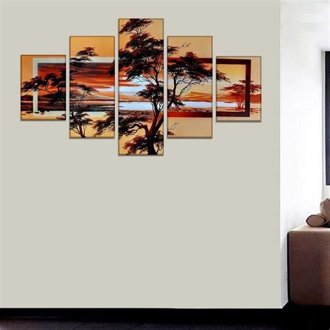 WallMantra Grassland Natural Wall Painting/5 Pieces Canvas Print Wall ...
