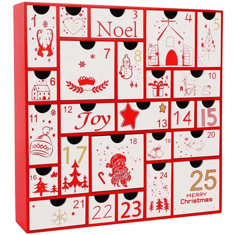 Amazon.com: Juegoal Red Advent Calendar, 11.8 Inch Christmas Wooden ...