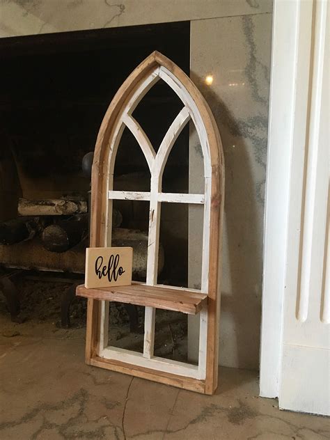 Cathedral Arch Window Frame Shelf 28 Inch Farmhouse Cottage Decor ...