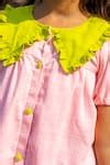 Buy Pink Cotton Peter Pan Frill Collared Shirt Dress For Girls by ...