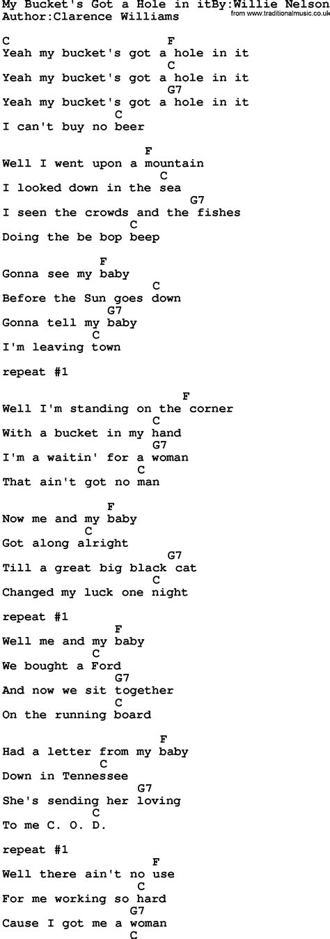 My Bucket S Got A Hole In It Song Lyrics at Kevin Davidson blog