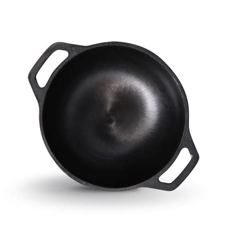 Buy Kichera Pre Seasoned Cast Iron Kadai with 2 Loop Handles (8 Inch ...