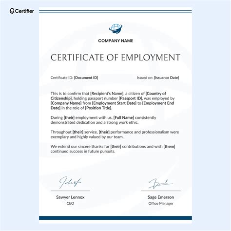 15 Employment Certificate Templates to Get for Free