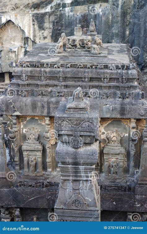 View at the Kailasa Temple, Ellora Caves, Maharashtra, India Stock ...