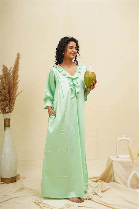 Pista Green Night Dress – thesaffronsaga