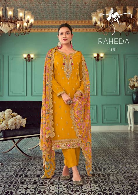 RADHA TRENDZ RAHEDA GEORGETTE HEAVY EMBROIDERY DESIGNER SUITS AT BEST ...