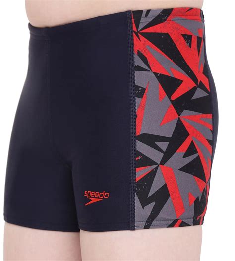 Buy Speedo Boys Hyper Boom Panel Aqua Short True Navy-Fed Red-Dove Grey ...