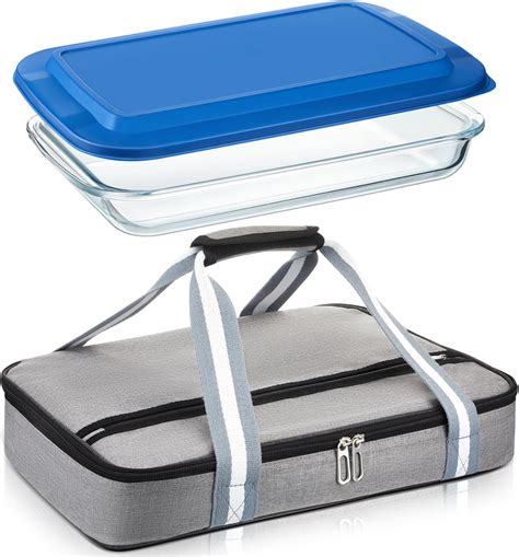 Amazon.com: FoldTier Glass Casserole with Casserole Carrier 9 x 13 Inch ...