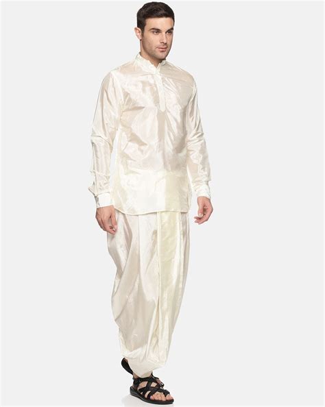 Men Off White Colour Art Silk Kurta Dhoti Pant Set – SETHUKRISHNA