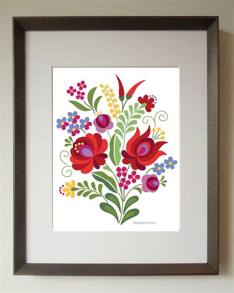 Buy Hungarian Folk Design Red Rose and Peppers Fine Art Print Online in ...