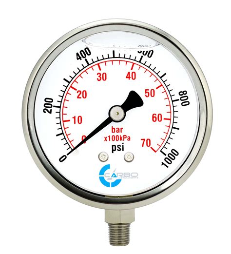 Buy CARBO Instruments 4 Pressure Gauge, Stainless Steel Case, Chrome ...