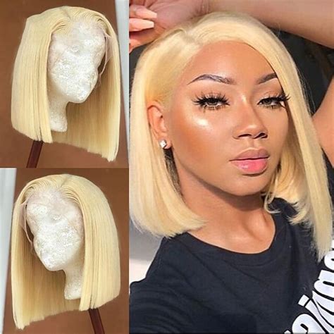 613 Honey Blonde Color Short Bob Lace Front Human Hair Wig 6-16 Inch ...