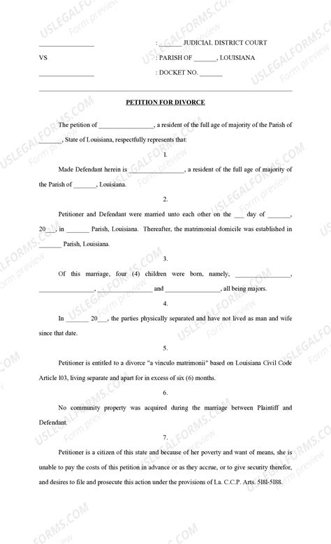 Louisiana Petition for Divorce with adult children | US Legal Forms