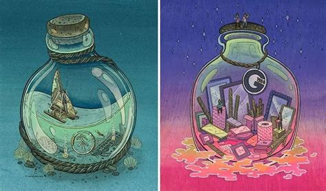 少儿美术培训课程《漂流瓶的故事》绘画教程_艺术绘画 - 设计秀高手