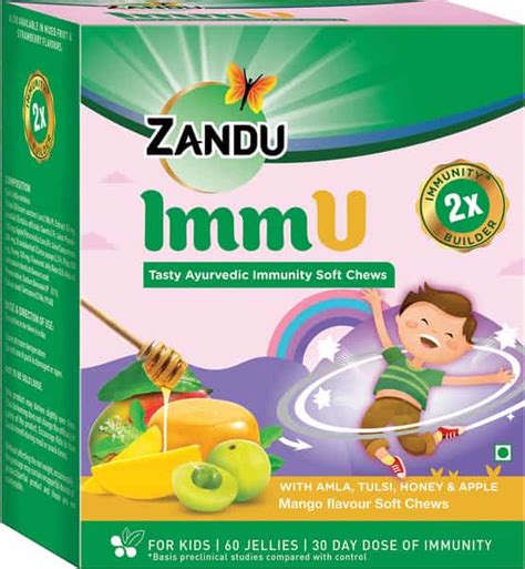 Buy ZANDU IMMU TASTY MANGO IMMUNITY SOFT CHEWS PACKET OF 60 Online ...