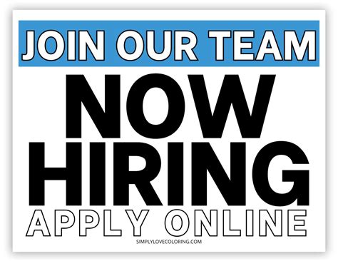 Now Hiring Sign Printable (Free PDF Downloads) - Simply Love Coloring