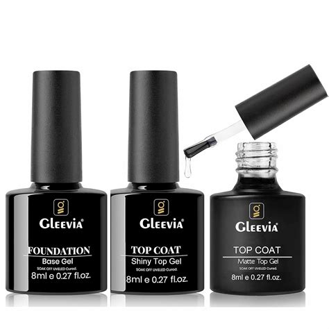 Buy Gleevia No-Wipe Glossy Top Coat and Base Coat Combo Pack 15ml/each ...