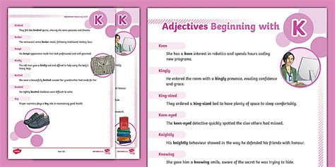 Adjectives Beginning with K Guide - Twinkl
