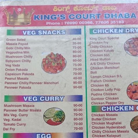 Menu at King's Court Daba, Bengaluru