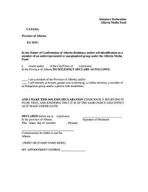 Fillable Online culturetourism alberta Alberta Residency Confirmation ...