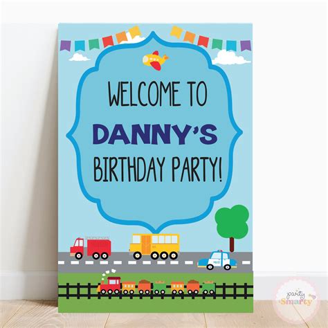 Transport Welcome Board – Party Smarty