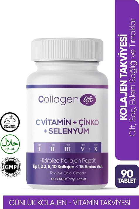 Colagen Life , 5 Tip Kolajen Tip 1 , 2 , 3 , 5 , 10 ( Selenyum , C ...