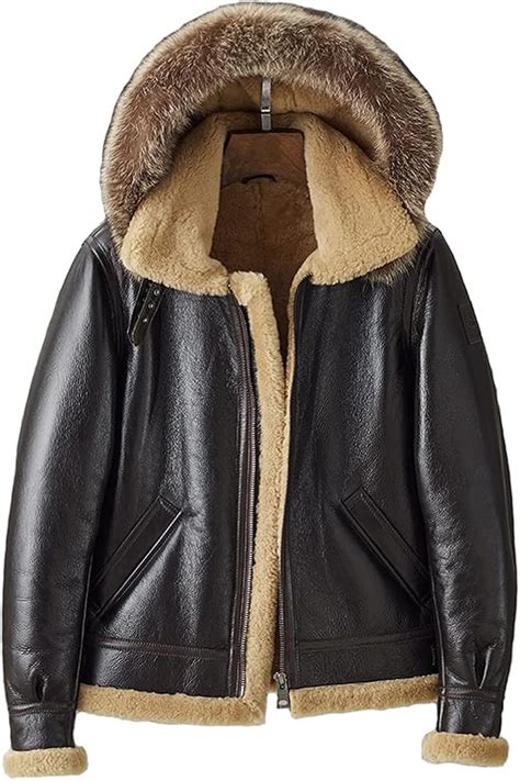 Denny&Dora Shearling Jacket Men Detachable Hooded B3 Bomber India | Ubuy