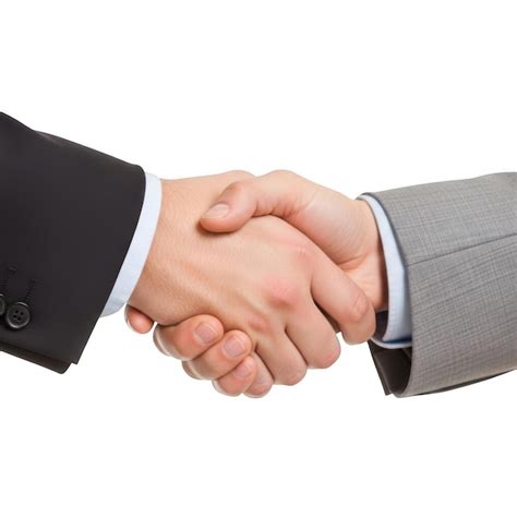 Business partners shaking hands in professional agreement isolated on ...