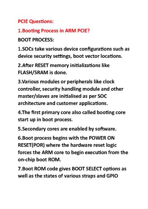 PCIE Interview Questions on Boot Process and Multicore SoCs - Studocu