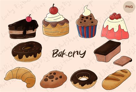Bakery Bread Cupcake Cake Cookie Clipart Graphic by LuckyDigitalArtShop ...