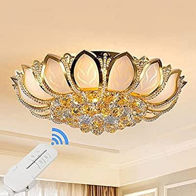 Buy Lotus Shaped Crystal Ceiling Lamp Modern Luxury Flush Mount Ceiling ...