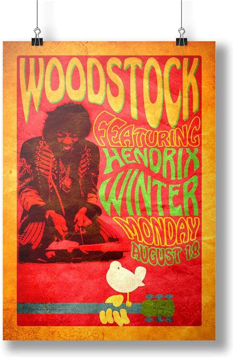 Buy Woodstock Jimmy Hendrix Vintage Retro A0 A1 A2 A3 A4 Satin Photo ...