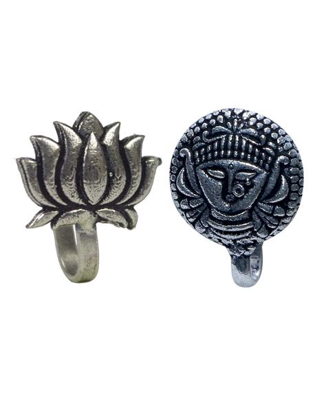 Buy Abhooshan Combo of Designer and Tribal look Silver Alloy Clip On ...
