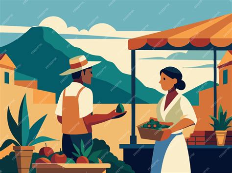 Farmers market with a filipina vendor in saya and a farmer customer way ...