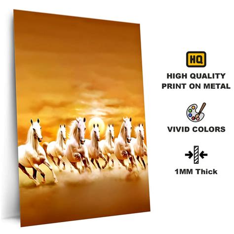 High-Quality Metal Posters - Seven Horse Rising Sun | Vibrant Colors ...