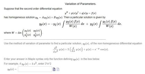 Image result for Variation of Parameters 3rd Order