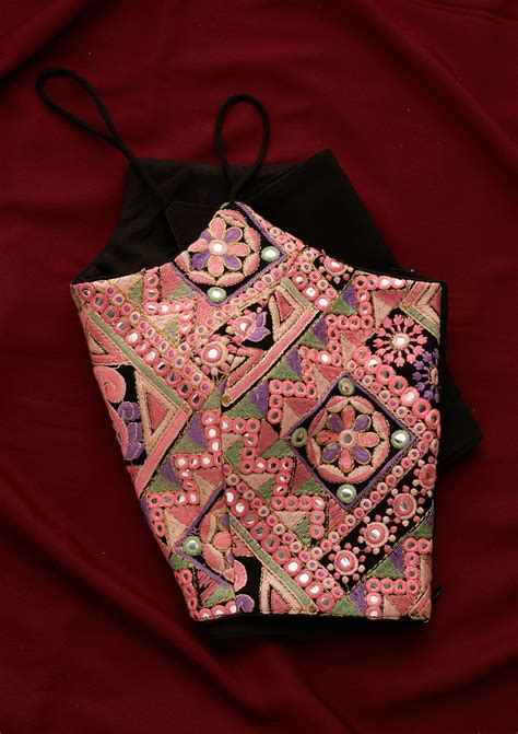 Buy Black Threadwork Georgette Designer Readymade Blouse - Koskii