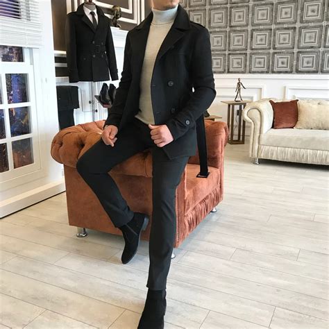 Arctic Black Double Breasted Coat by Italian Vega® – Italian Vega™