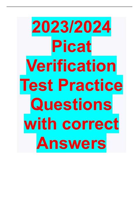 2023/2024 Picat Verification Test Practice Questions with correct ...