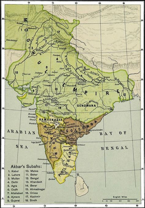 Map of India with the Mughal Empire