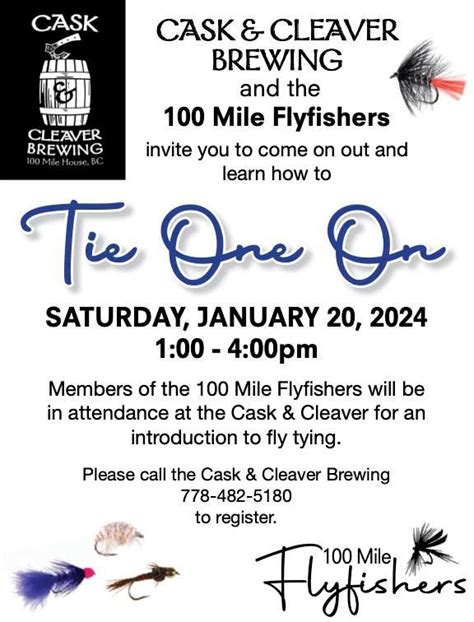 Fly tying workshop, Cask & Cleaver Brewing, 100 Mile House, January 20 ...