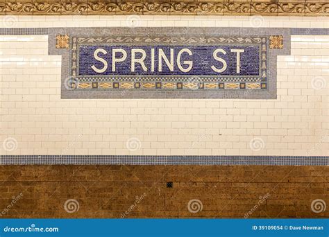 Spring Street Subway Station Sign Stock Photo - Image of sign, transit ...