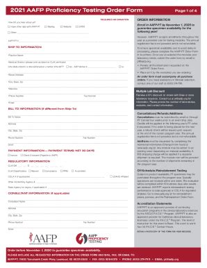 Fillable Online 2021 AAFP Proficiency Testing Order Form Fax Email ...