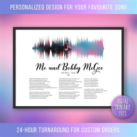 Me and Bobby Mcgee Soundwave Art: Custom Lyrics Print (digital Download ...
