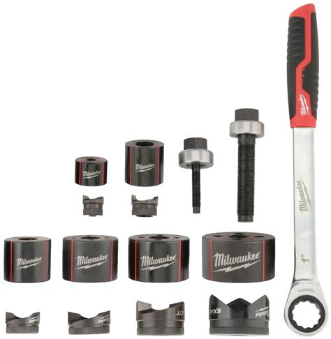 MILWAUKEE Knockout Punch Set: 15 Pieces, 10 ga Max Sheet Metal Capacity ...