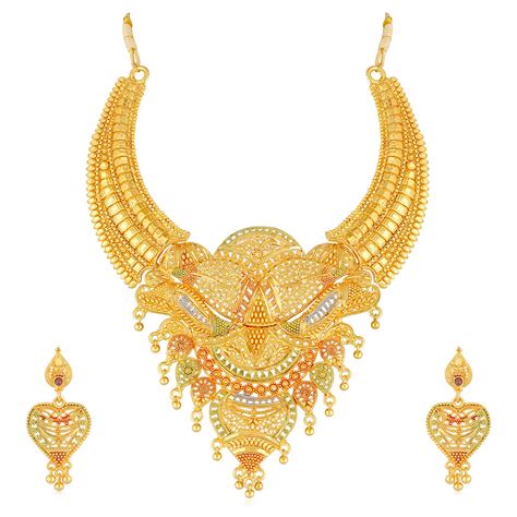 Buy APARA Gold Plated Wedding Choker Necklace Earring One Gram ...