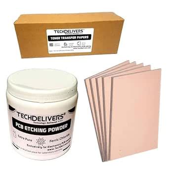 TECHDELIVERS® 5Pcs PCB copper Plate 15x10 cms | Ferric Chloride (FeCl3 ...