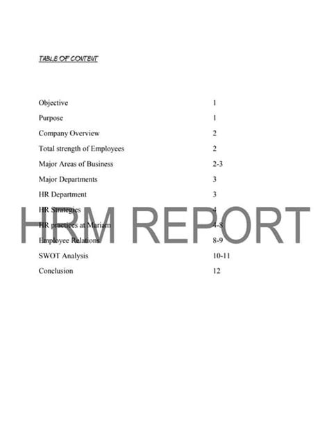 Image result for Table of Contents Report Example